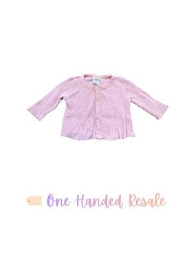 🌷 Old Navy Pink Ribbed Button-Front Baby Cardigan Sweater 3-6M